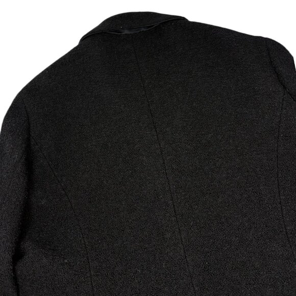 CHANEL Vintage CC Mark Logo Gold Button Coat Jacket # Black Wool Silk [106396] - Picture 6 of 11